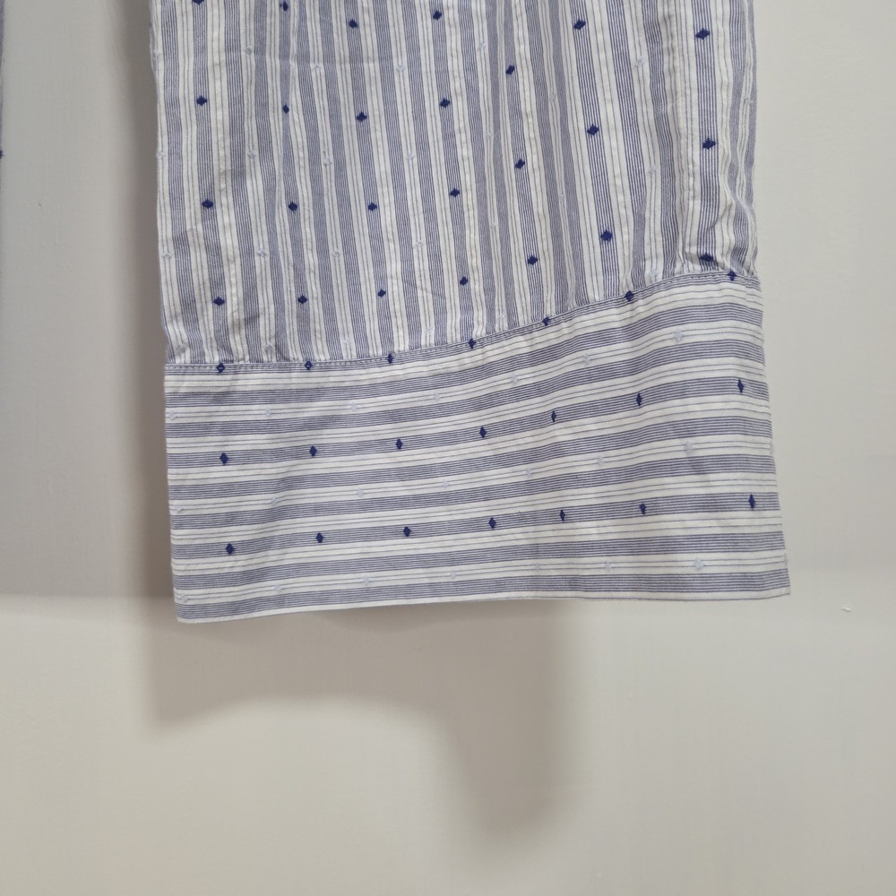 Aerie Blue White Striped Embroidered Dot Wide Leg Pajama Lounge Pants XS NWT - Picture 3 of 6